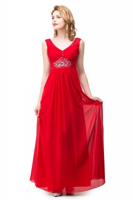 A-line Knee-length V-neck Red Bridesmaid Dresses_4