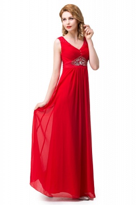 A-line Knee-length V-neck Red Bridesmaid Dresses_2