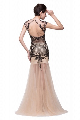 Champagne V-Neck Mermaid Floor-length Prom Dresses_8