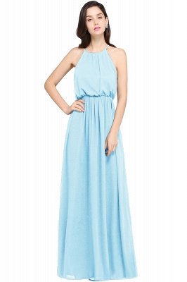 A-line Floor-length Chiffon Navy Blue Simple Prom Dress_5