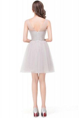 Elegant Silver A-line Mini Crew Bridesmaid Dresses_8
