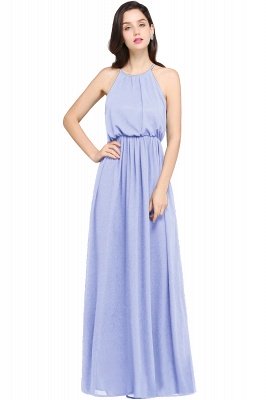 A-line Floor-length Chiffon Navy Blue Simple Prom Dress_4