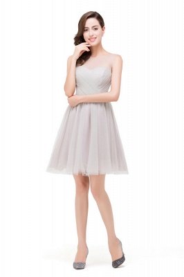 Elegant Silver A-line Mini Crew Bridesmaid Dresses_7