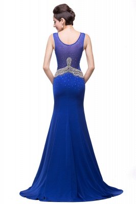 Mermaid Crew Sweep-length Blue Formal Dresses With Applique_13
