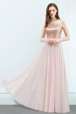 Spaghetti Sequined Top A-line Floor Length Chiffon Prom Dresses_4