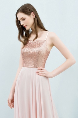 Spaghetti Sequined Top A-line Floor Length Chiffon Prom Dresses_7