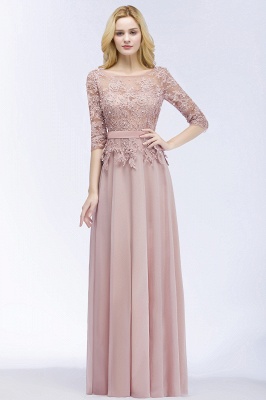 A-line Floor Length Half Sleeves Appliques Bridesmaid Dresses with Sash_1