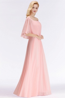 A-line Long Off-the-shoulder Pink Bridesmaid Dresses with Sleeves_2