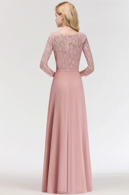 A-line Floor Length Lace Chiffon Bridesmaid Dresses with Sleeves_5