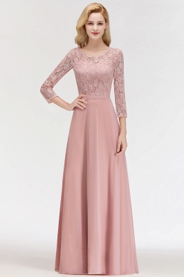 A-line Floor Length Lace Chiffon Bridesmaid Dresses with Sleeves_6