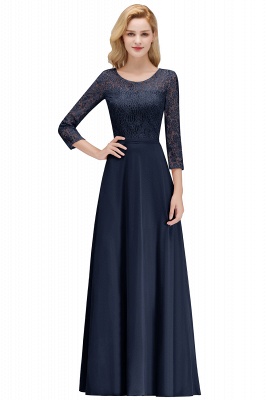 A-line Floor Length Lace Chiffon Bridesmaid Dresses with Sleeves_3