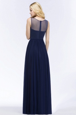 A-line Scoop Neck Bridesmaid Dress Chiffon Appliques Floor-Length Evening Maxi Gown Sleeveless_2