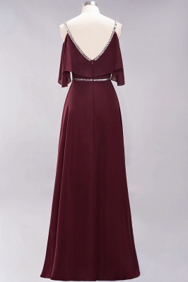 elegant A-line Chiffon V-Neck Spaghetti Straps Sleeveless Floor-Length Bridesmaid Dresses with Beading_2