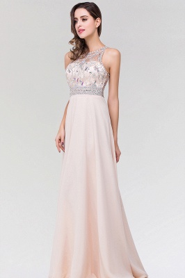 Stylish A-Line Chiffon Tulle Scoop Sleeveless Floor-Length Bridesmaid Dress with Beadings_4