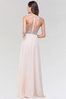 Stylish A-Line Chiffon Tulle Scoop Sleeveless Floor-Length Bridesmaid Dress with Beadings_2