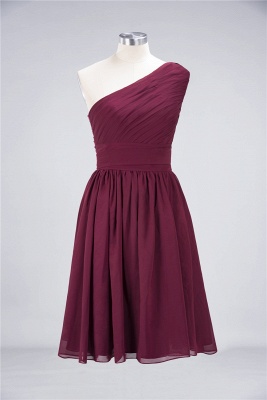 One-Shoulder Sleeveless Knee-Length Bridesmaid Dress with Ruffles Formal Party Dress_8