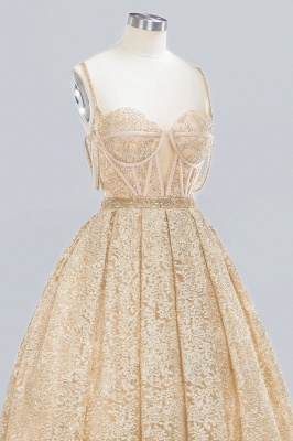 Elegant Tulle Lace Ball Gown Shaghetti Sweetheart Sleevless Wedding Dress_6