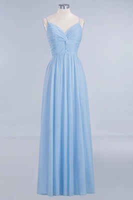 Vestido de dama de honor de gasa rugosa con tirantes finos Vestido de fiesta de boda azul cielo de una línea_8