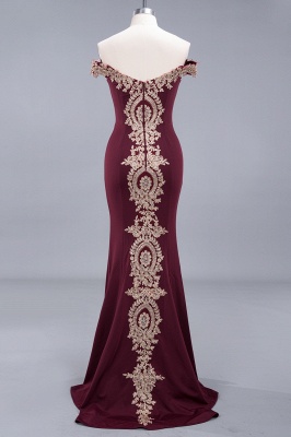 Charming Off-The-Shoulder Mermaid Gold Appliques Prom Dress Slim Floor-Length Evening Gown_4