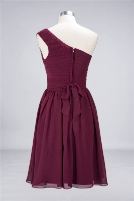 One-Shoulder Sleeveless Knee-Length Bridesmaid Dress with Ruffles Formal Party Dress_9