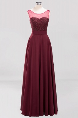 Tulle Lace Beadings Jewel Sleeveless Floor-Length Bridesmaid Dresses A-Line Chiffon Tulle Party Dress_5