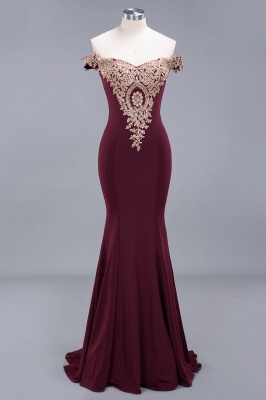 Charming Off-The-Shoulder Mermaid Gold Appliques Prom Dress Slim Floor-Length Evening Gown_2