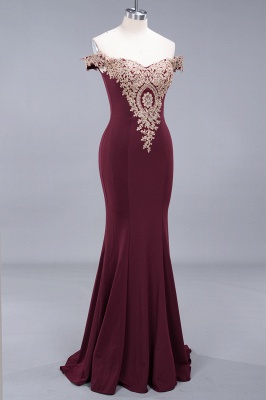 Charming Off-The-Shoulder Mermaid Gold Appliques Prom Dress Slim Floor-Length Evening Gown_3