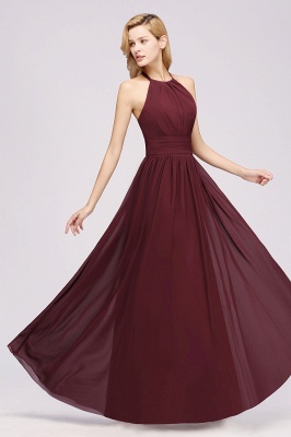 Appliques Halter Sleeveless Floor-Length Bridesmaid Dresses with Ruffles A-line Chiffon Evening Maxi Dress_3