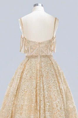 Elegant Tulle Lace Ball Gown Shaghetti Sweetheart Sleevless Wedding Dress_7