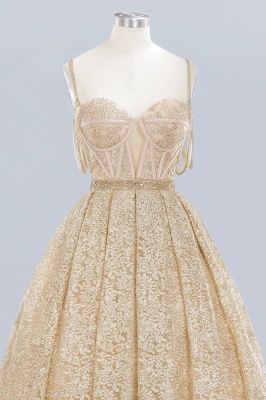 Elegant Tulle Lace Ball Gown Shaghetti Sweetheart Sleevless Wedding Dress_5