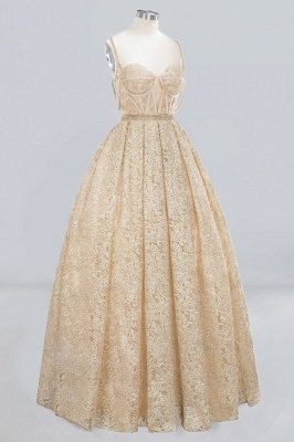 Elegant Tulle Lace Ball Gown Shaghetti Sweetheart Sleevless Wedding Dress_4
