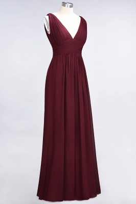 Ruffle Chiffon Sleeveless Evening Maxi Gown V-Neck Bridesmaid Dress_4