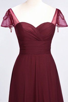 Sweetheart Cap-Sleeves Ruffle Floor-Length Bridesmaid Dress with Beadings Moher if the Bride Dresses_5