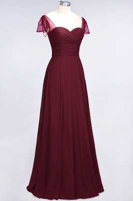 Sweetheart Cap-Sleeves Ruffle Floor-Length Bridesmaid Dress with Beadings Moher if the Bride Dresses_4