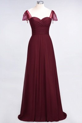 Sweetheart Cap-Sleeves Ruffle Floor-Length Bridesmaid Dress with Beadings Moher if the Bride Dresses_2