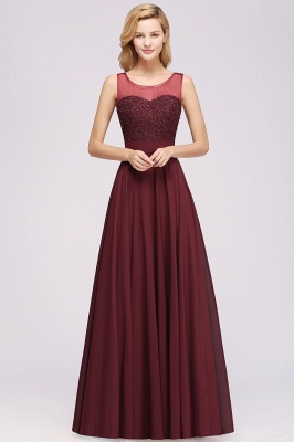 Tulle Lace Beadings Jewel Sleeveless Floor-Length Bridesmaid Dresses A-Line Chiffon Tulle Party Dress_1