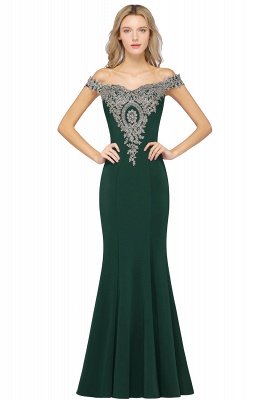 Off the Shoulder Gold Appliques Mermaid Evening Gowns Slim Prom Dress_45