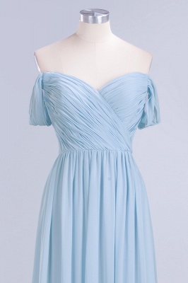 V-Neck Chiffon aline Bridesmaid Dress Sky Blue Floor Length Evening Swing Dress_5