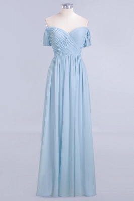 V-Neck Chiffon aline Bridesmaid Dress Sky Blue Floor Length Evening Swing Dress_3