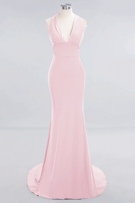 Elegant Mermaid Halter Evening Dress Simple Sleeveless Floor Length Party Gown_3
