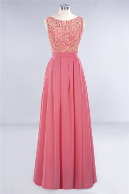 Jewel Ruffles Floral Lace Simple Prom Dresses | A-Line Sleeveless Coral Evening Dresses_1