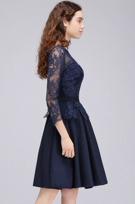 Lace Appliques 3/4 Sleeves Short Bridesmaid Dresses Daily Casual Dress_5
