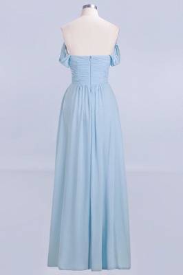 V-Neck Chiffon aline Bridesmaid Dress Sky Blue Floor Length Evening Swing Dress_4