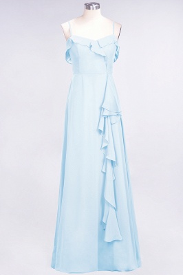 Elegante espagueti Aline Ruffle Vestidos de baile simples Vestido de columpio de noche azul real_22