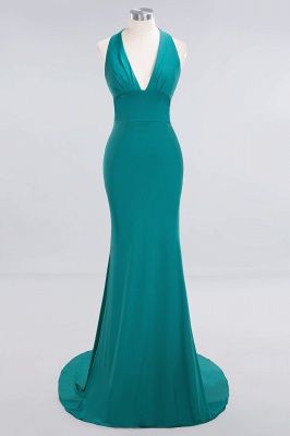 Elegant Mermaid Halter Evening Dress Simple Sleeveless Floor Length Party Gown_39