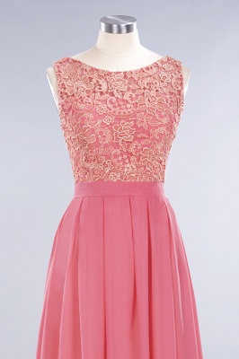 Jewel Ruffles Floral Lace Simple Prom Dresses | A-Line Sleeveless Coral Evening Dresses_3
