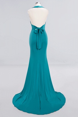 Elegant Mermaid Halter Evening Dress Simple Sleeveless Floor Length Party Gown_4