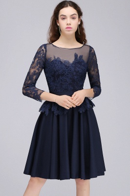 Lace Appliques 3/4 Sleeves Short Bridesmaid Dresses Daily Casual Dress_1