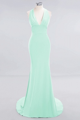 Elegant Mermaid Halter Evening Dress Simple Sleeveless Floor Length Party Gown_2