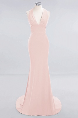 Elegant Mermaid Halter Evening Dress Simple Sleeveless Floor Length Party Gown_5